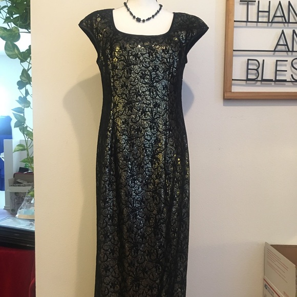 Formal Gold Sequence Maxi Dress - Picture 3 of 12
